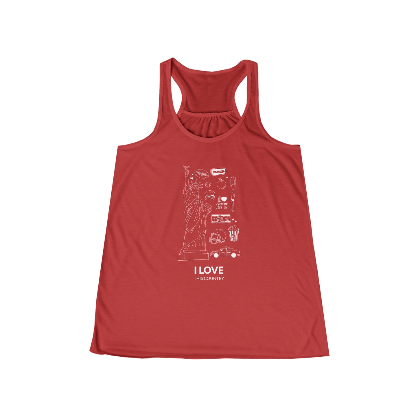 " I love this country" Women's Flowy Racerback Tank