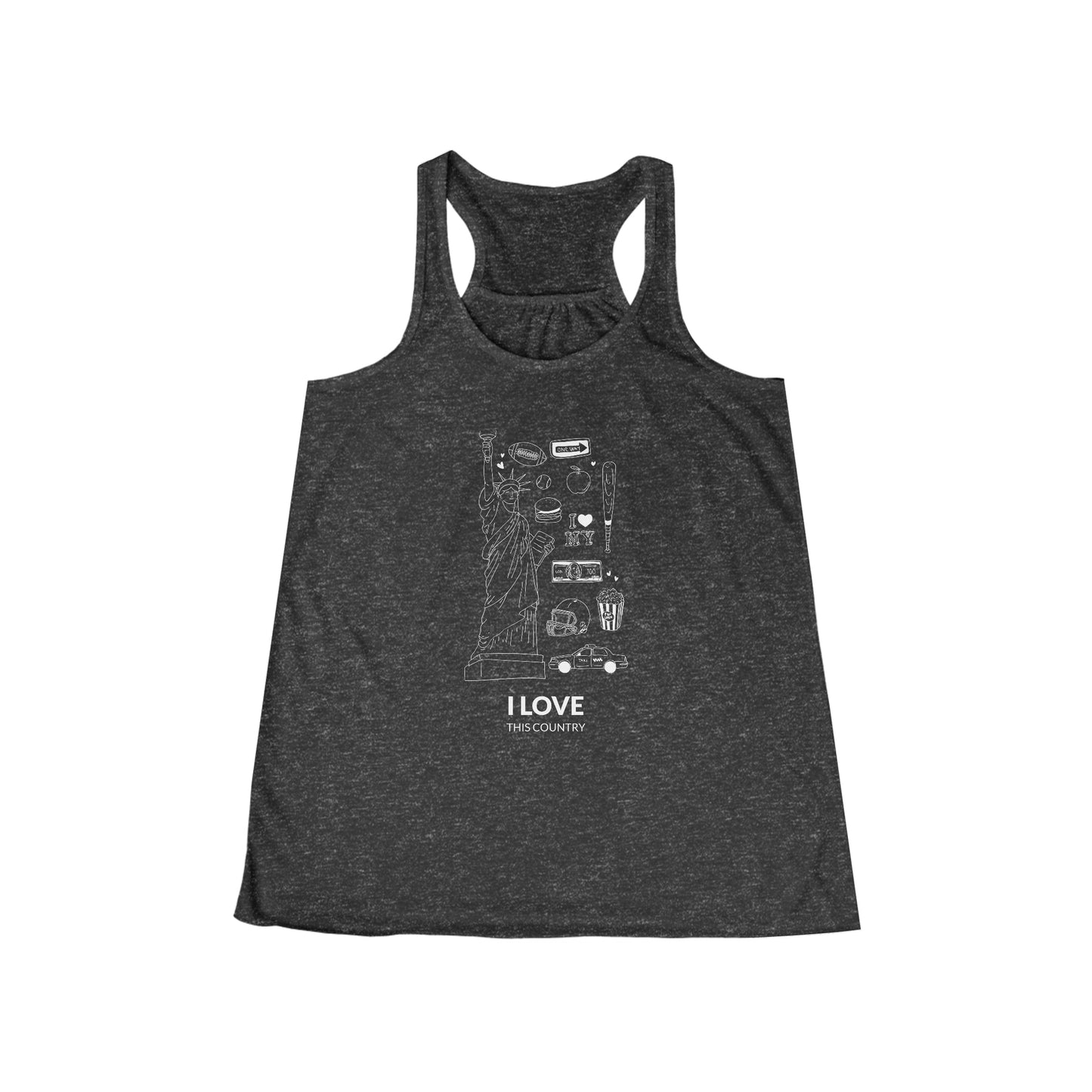 " I love this country" Women's Flowy Racerback Tank