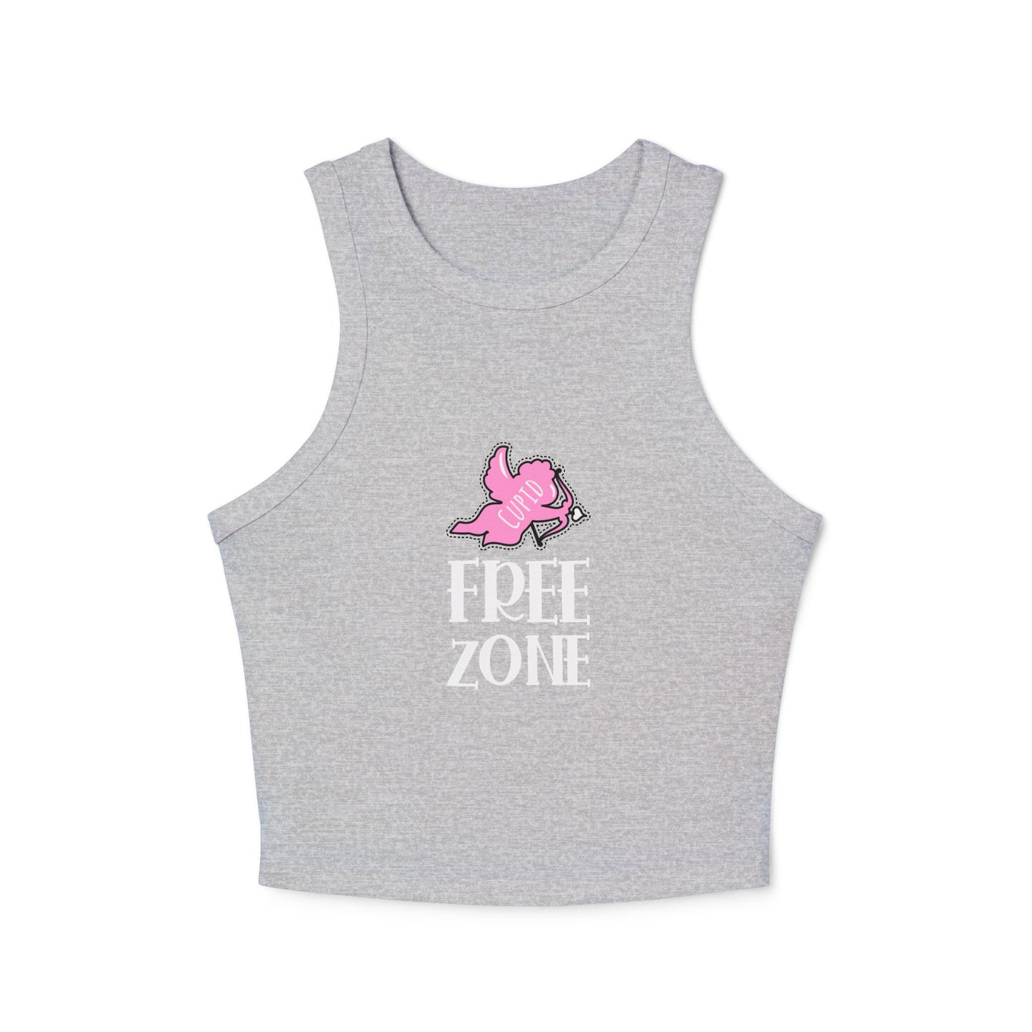 "Cupid free zone" Women's Micro Rib Racer Tank Top