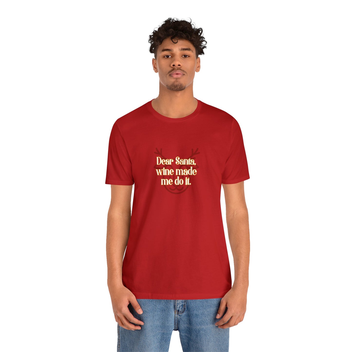 "Dear Santa, wine make me do it" Unisex Jersey Short Sleeve Tee