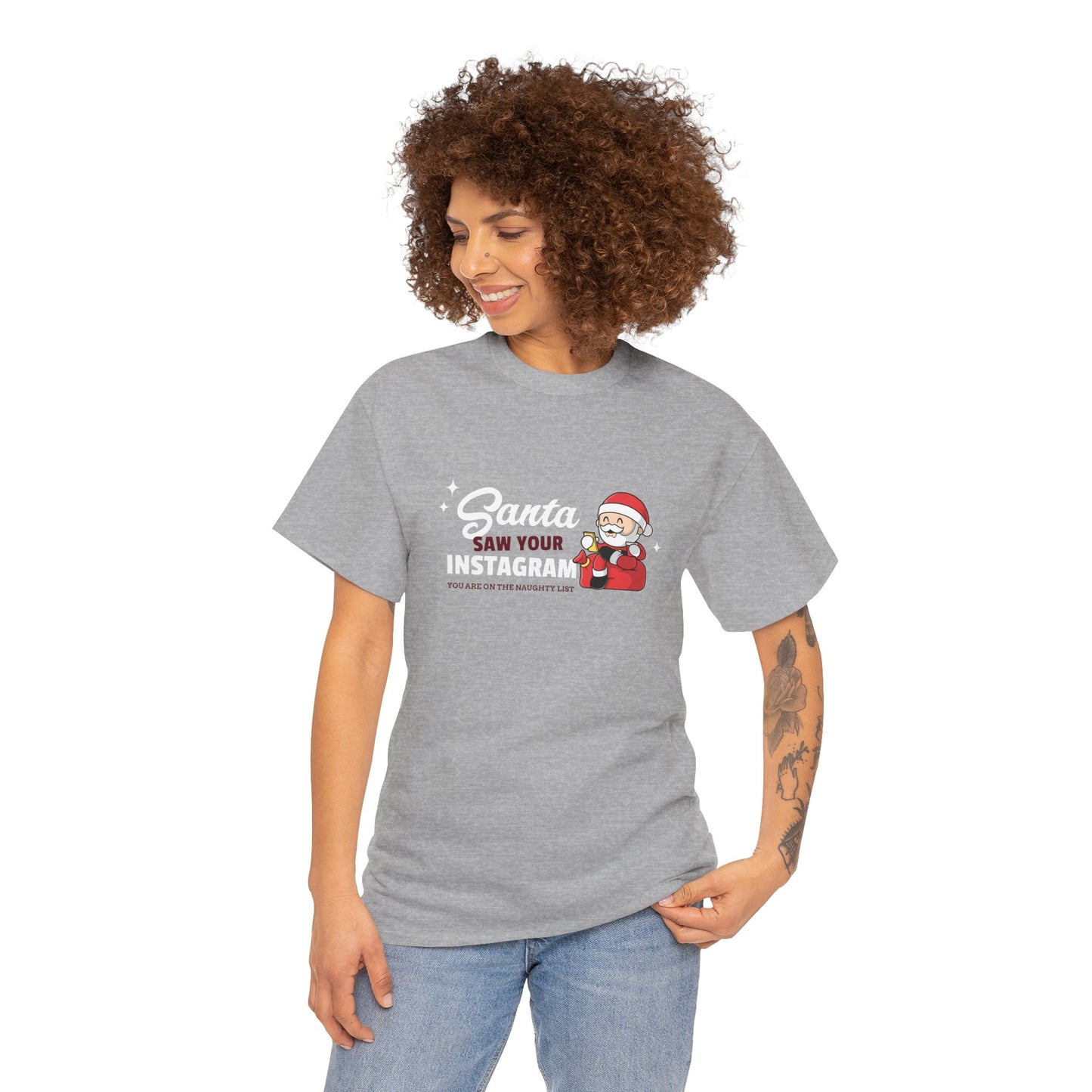 "Santa saw your Instagram" Unisex Heavy Cotton Tee