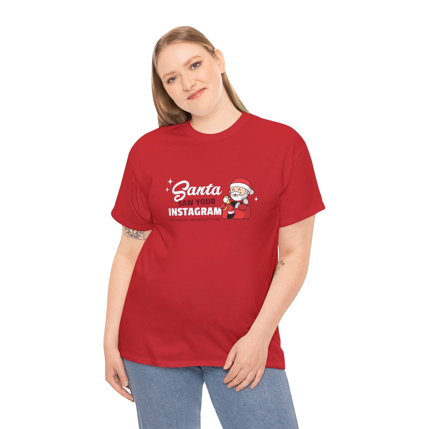 "Santa saw your Instagram" Unisex Heavy Cotton Tee