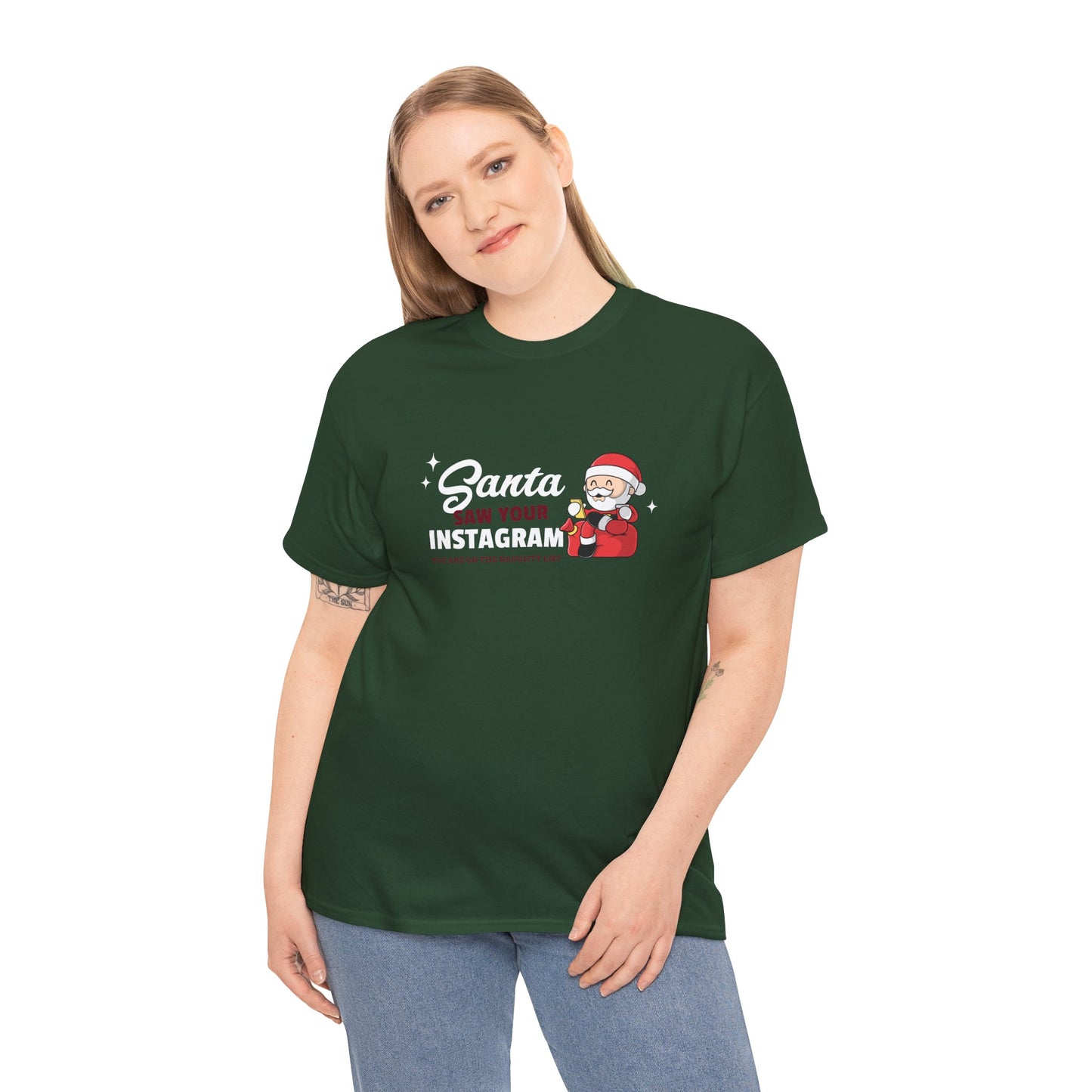 "Santa saw your Instagram" Unisex Heavy Cotton Tee