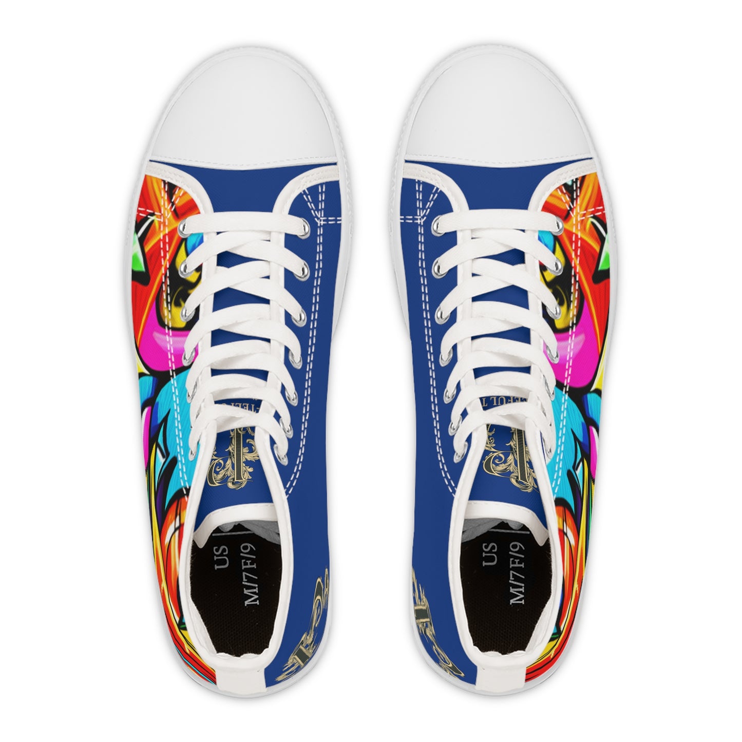 Women's blue graffiti High Top Sneakers