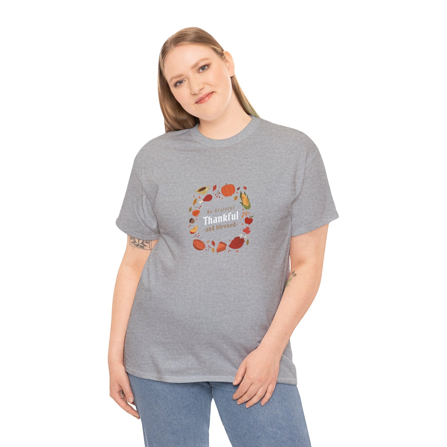 "Grateful, thankful and blessed" Unisex Heavy Cotton Tee