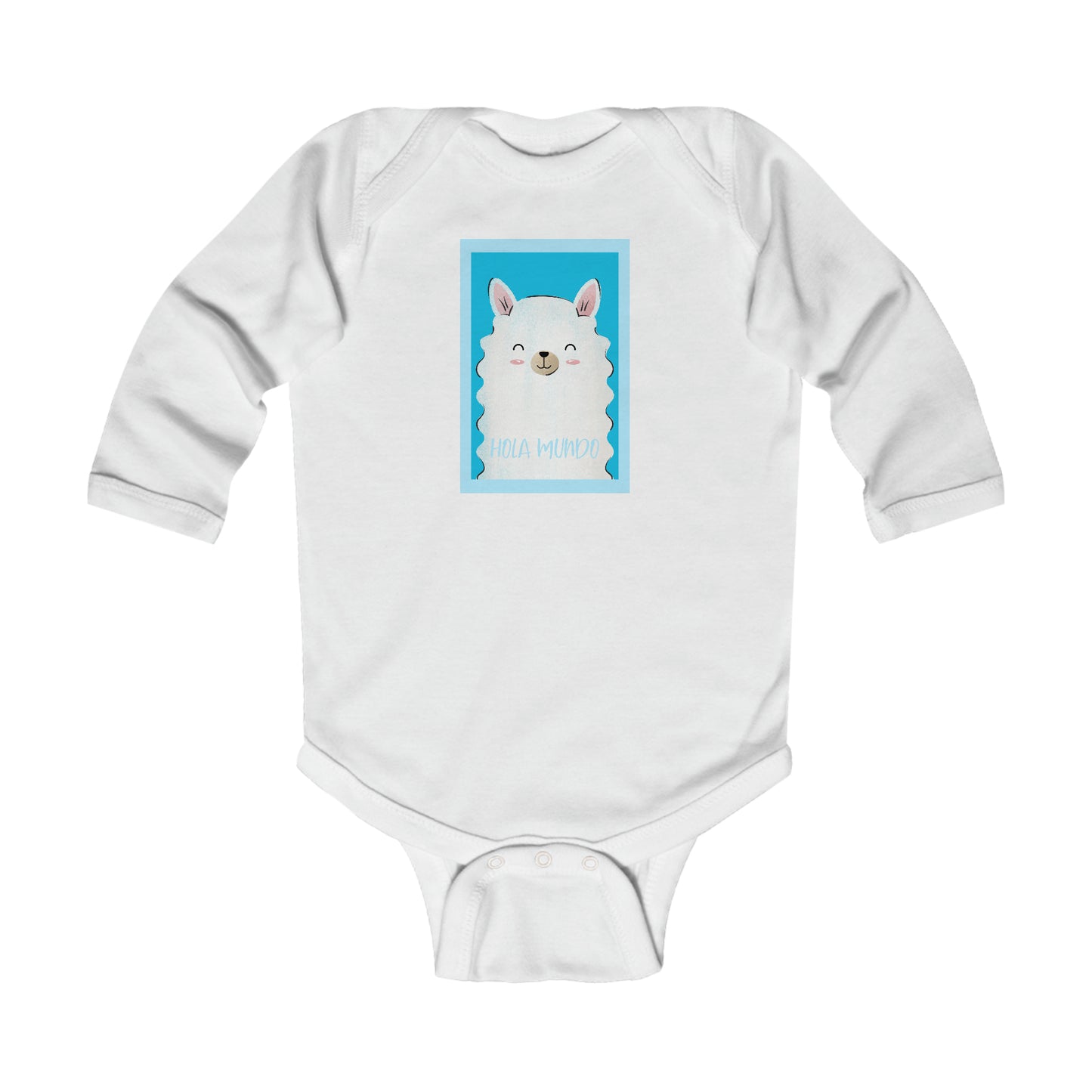 "Hola Mundo" (blue) Infant Long Sleeve Bodysuit