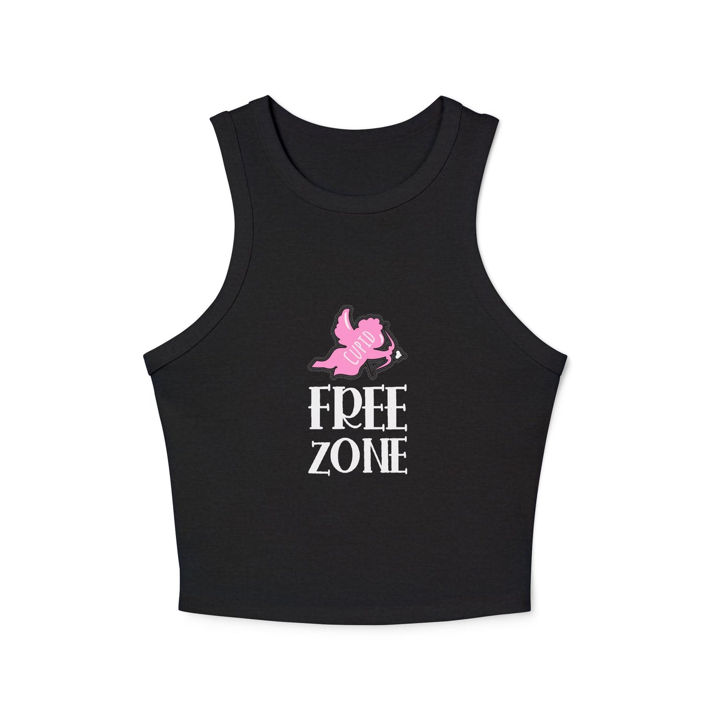 "Cupid free zone" Women's Micro Rib Racer Tank Top
