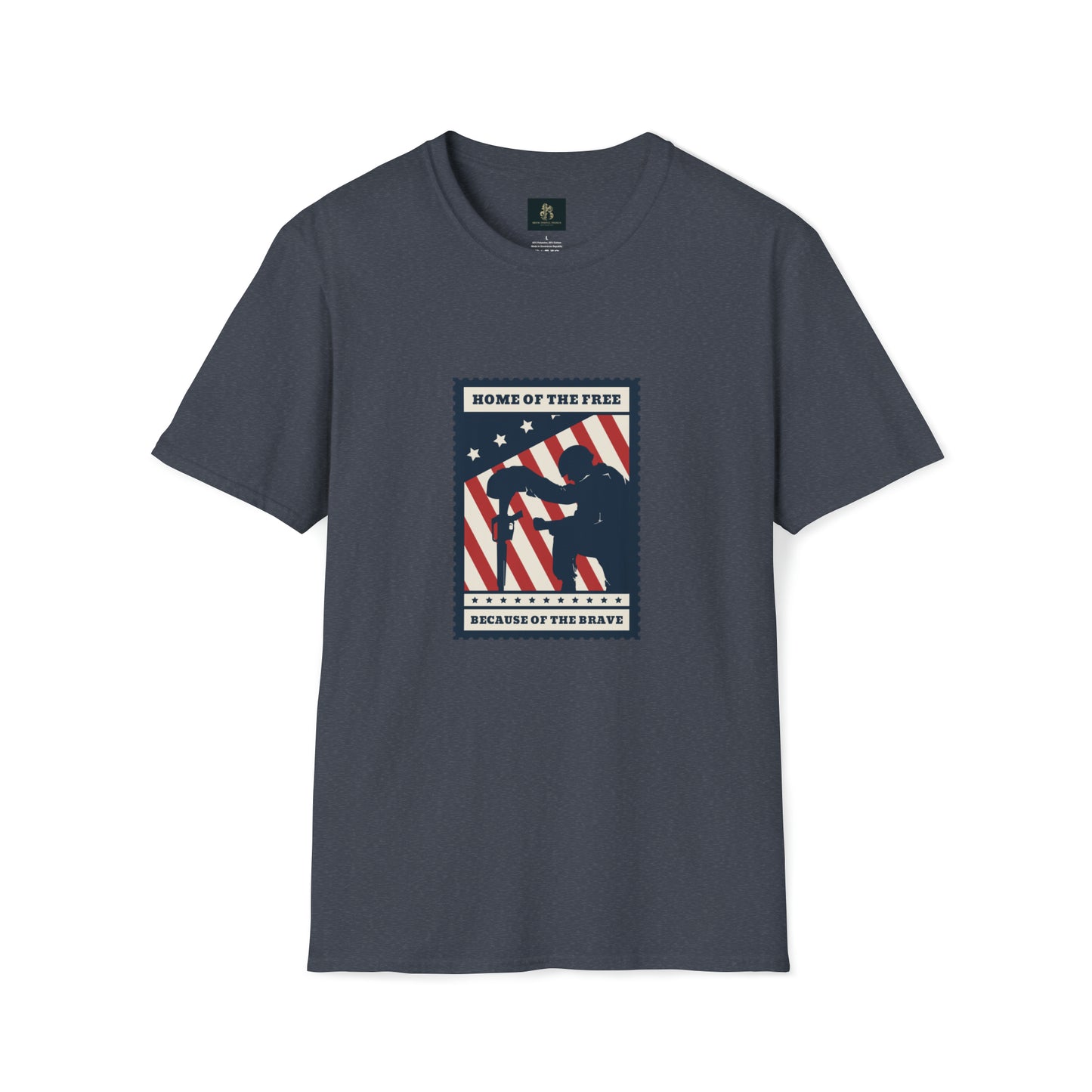 "Home of the free because of the brave" Unisex Softstyle T-Shirt