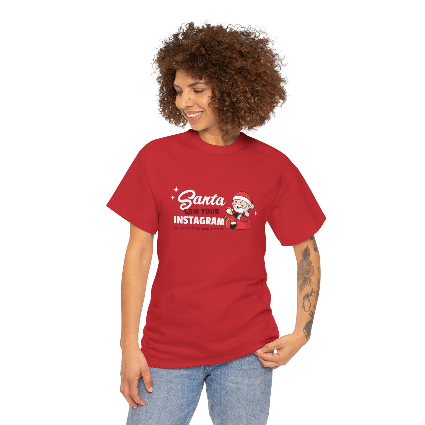 "Santa saw your Instagram" Unisex Heavy Cotton Tee