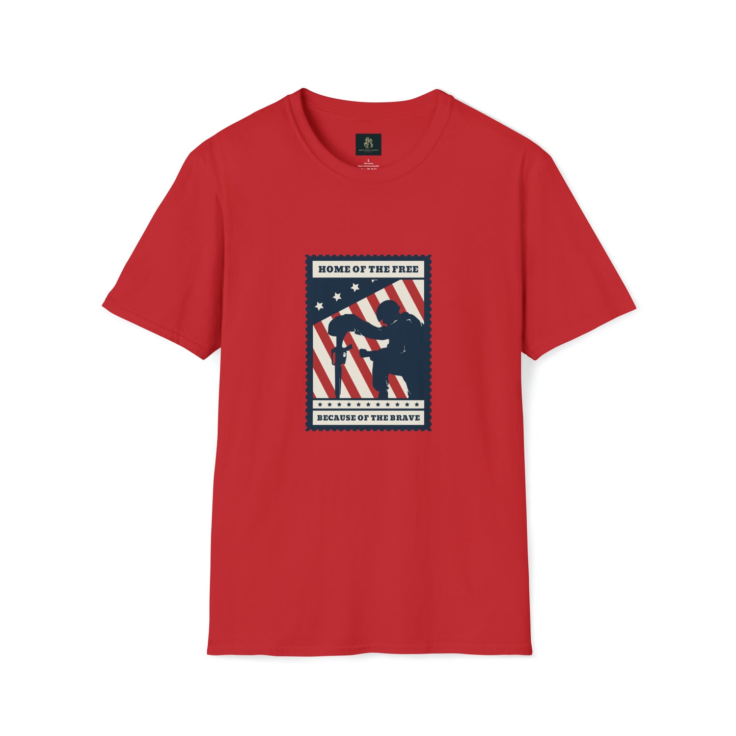 "Home of the free because of the brave" Unisex Softstyle T-Shirt