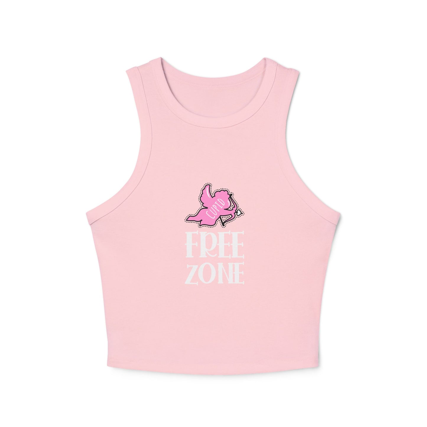 "Cupid free zone" Women's Micro Rib Racer Tank Top