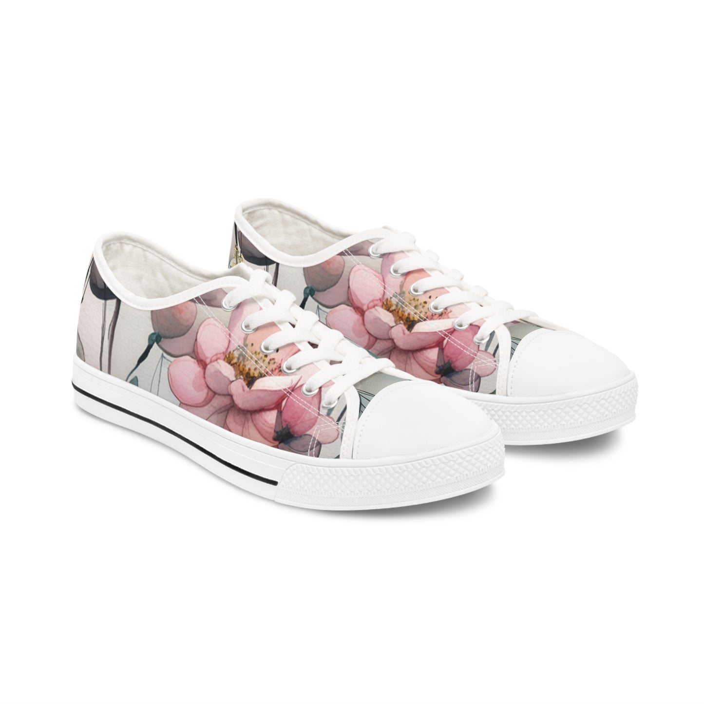 Pink flowers Women's Low Top Sneakers