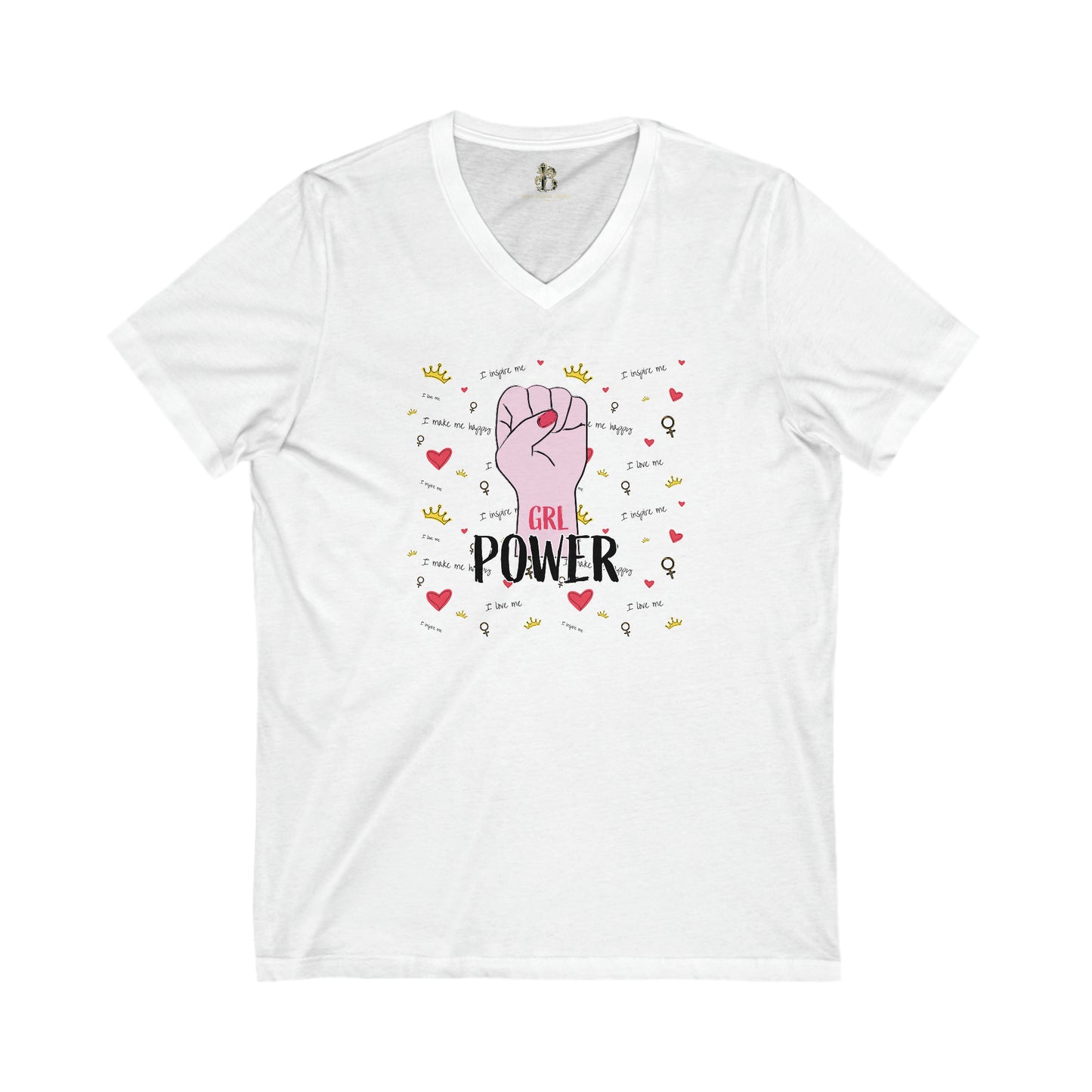 "Girl Power" Jersey Short Sleeve V-Neck Tee