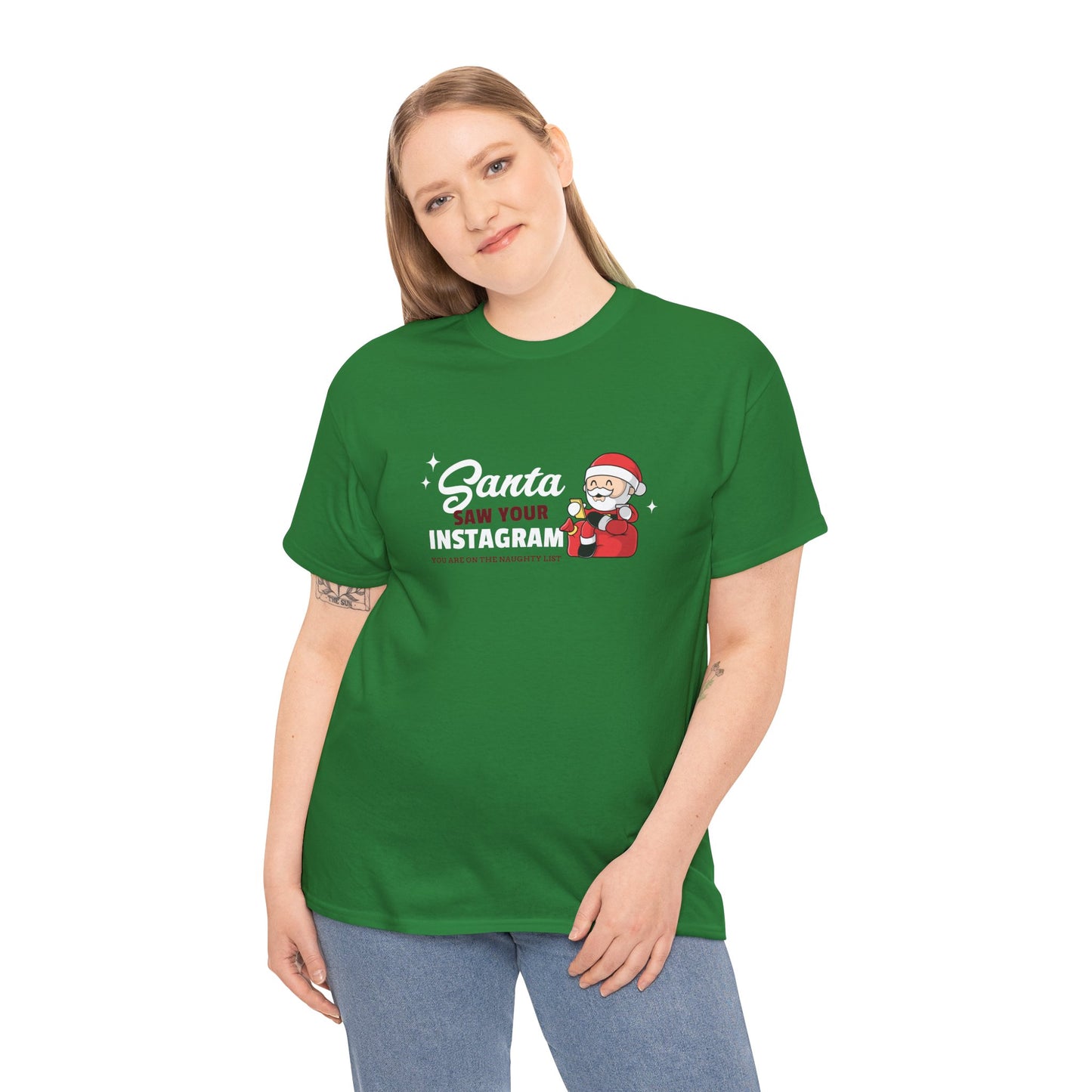 "Santa saw your Instagram" Unisex Heavy Cotton Tee