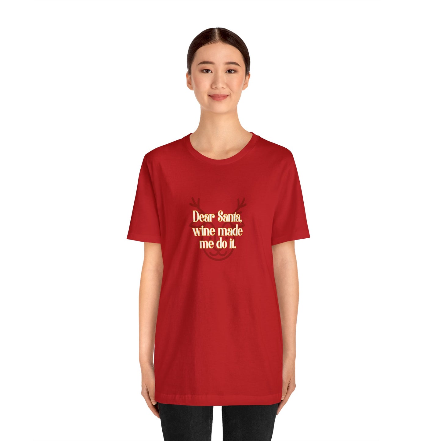"Dear Santa, wine make me do it" Unisex Jersey Short Sleeve Tee