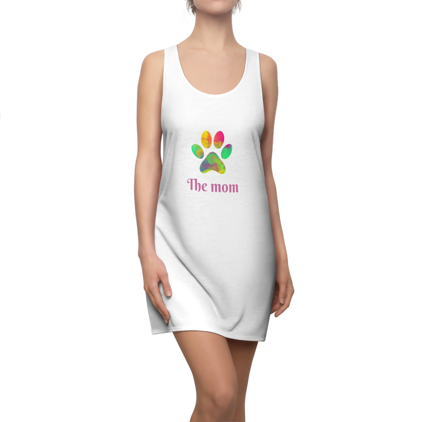"The mom" a lazy day matching your pet women's Cut & Sew Racerback Dress (AOP)