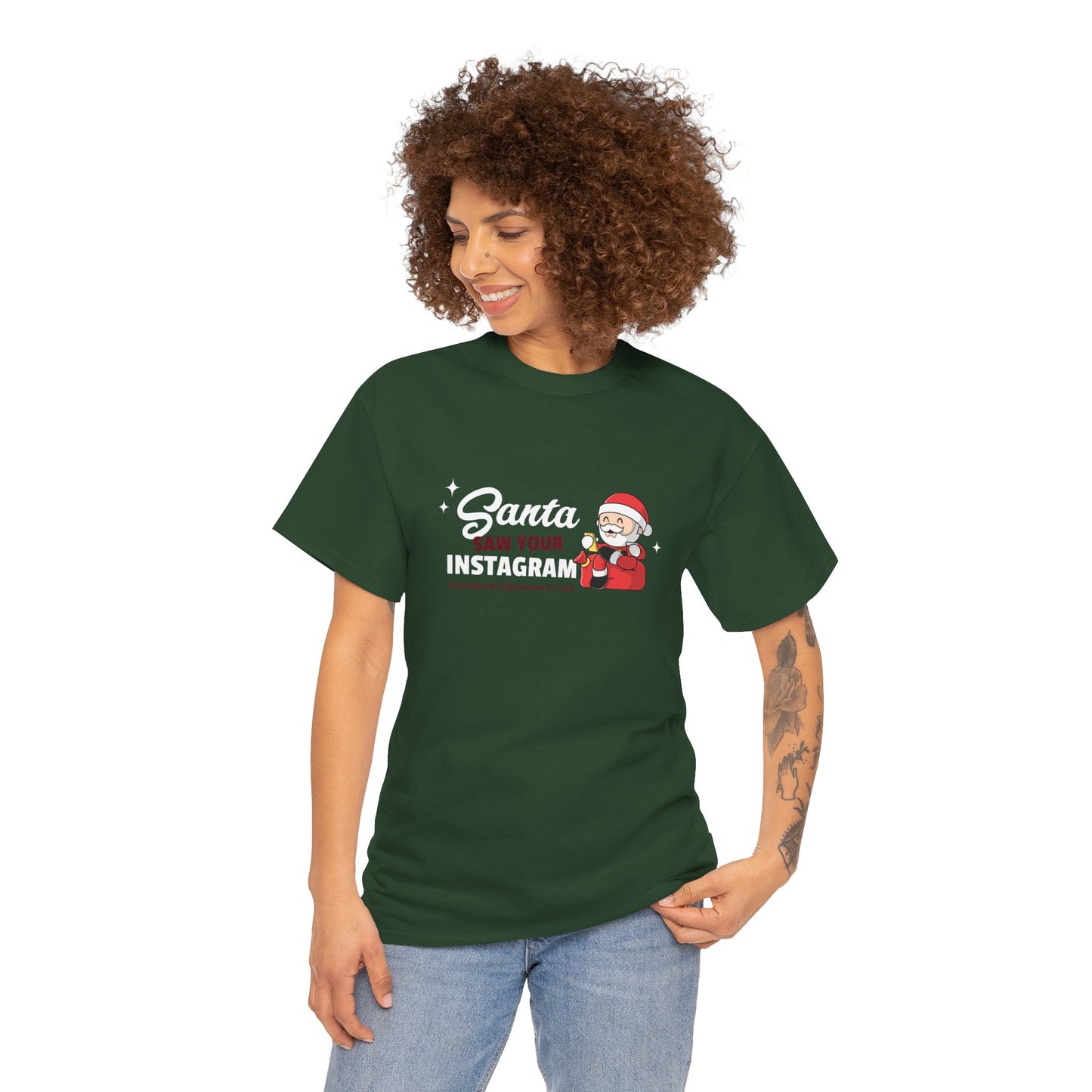 "Santa saw your Instagram" Unisex Heavy Cotton Tee