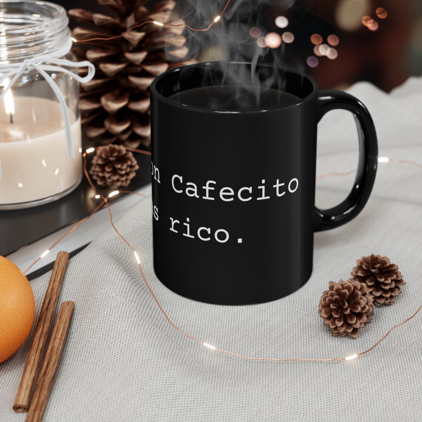 " Chisme con Cafecito es mas rico "11oz Black Mug