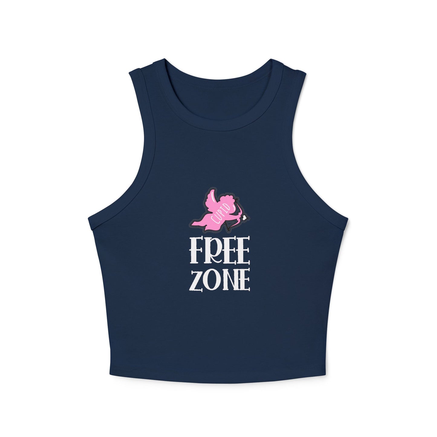 "Cupid free zone" Women's Micro Rib Racer Tank Top