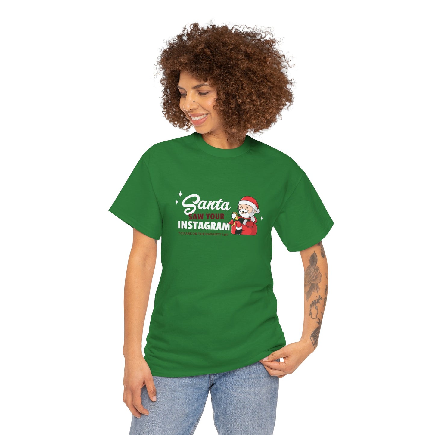 "Santa saw your Instagram" Unisex Heavy Cotton Tee
