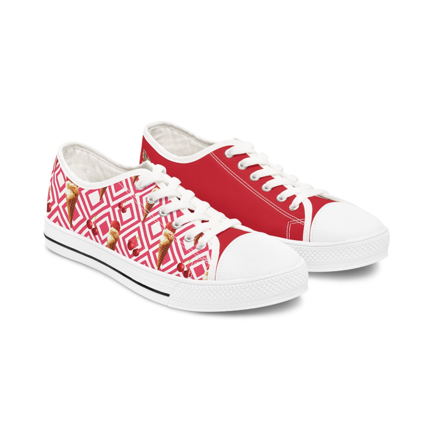 " Cherry ice cream" Women's Low Top Sneakers