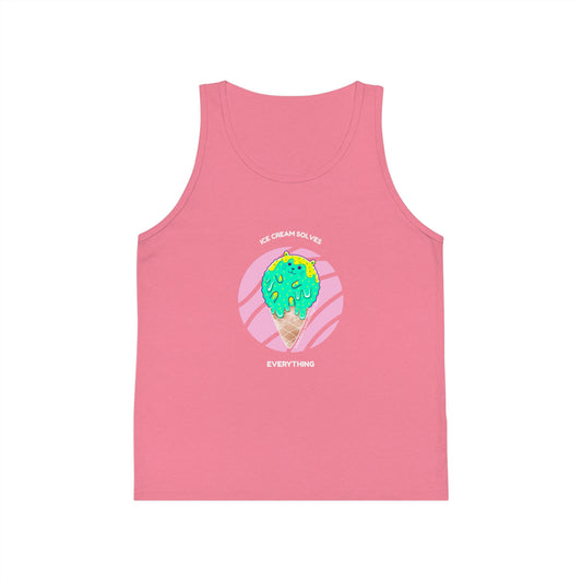 " Icecream solves everything" Kid's Jersey Tank Top