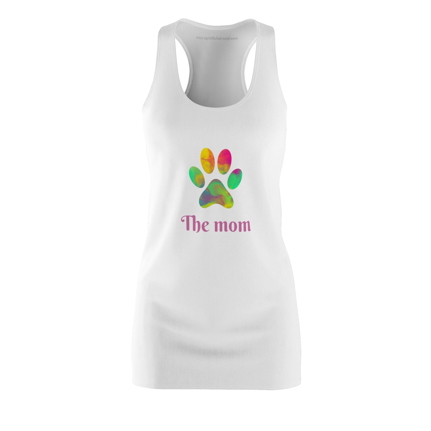 "The mom" a lazy day matching your pet women's Cut & Sew Racerback Dress (AOP)