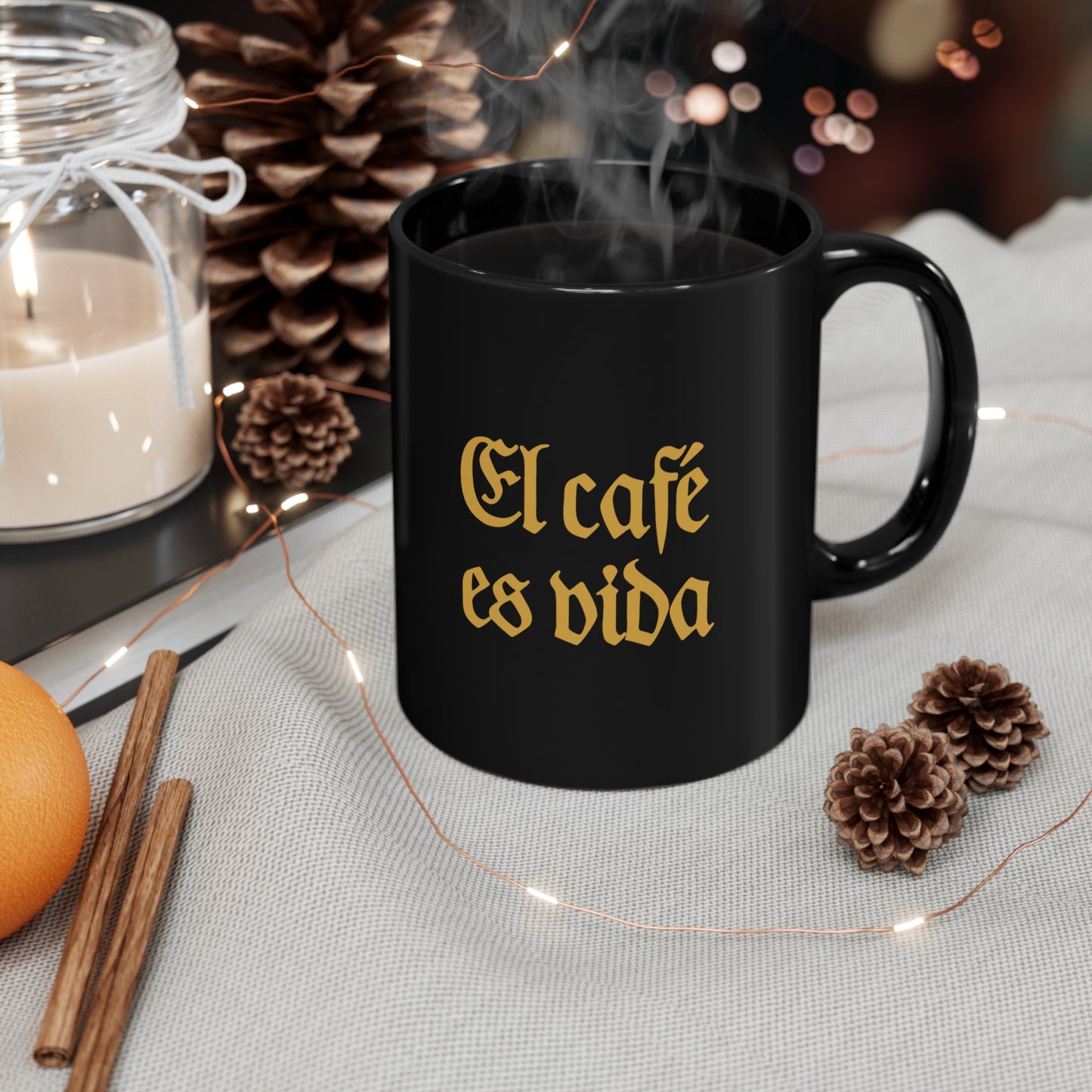 "El cafe es vida" 11oz Black Mug