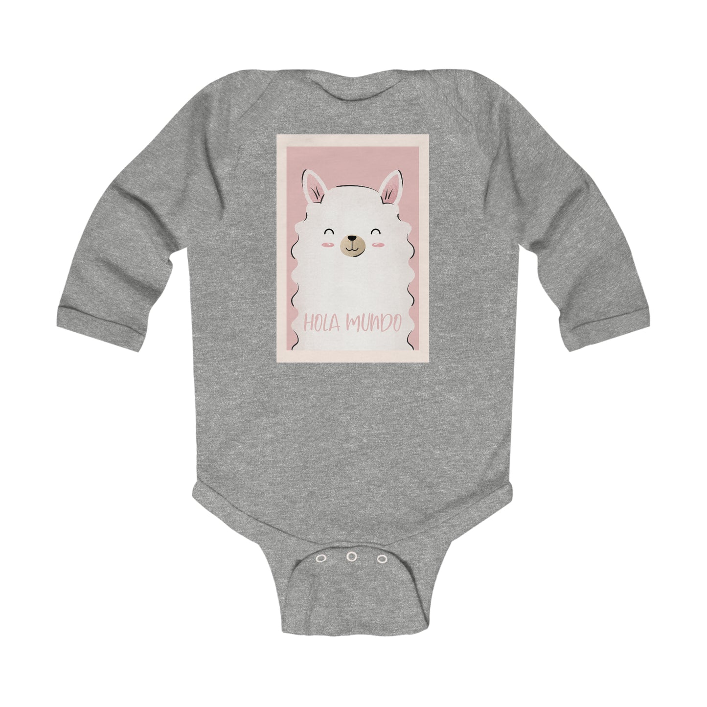 "Hola Mundo" (pink) Infant Long Sleeve Bodysuit