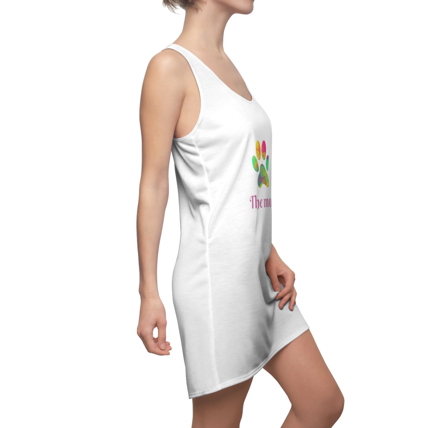 "The mom" a lazy day matching your pet women's Cut & Sew Racerback Dress (AOP)