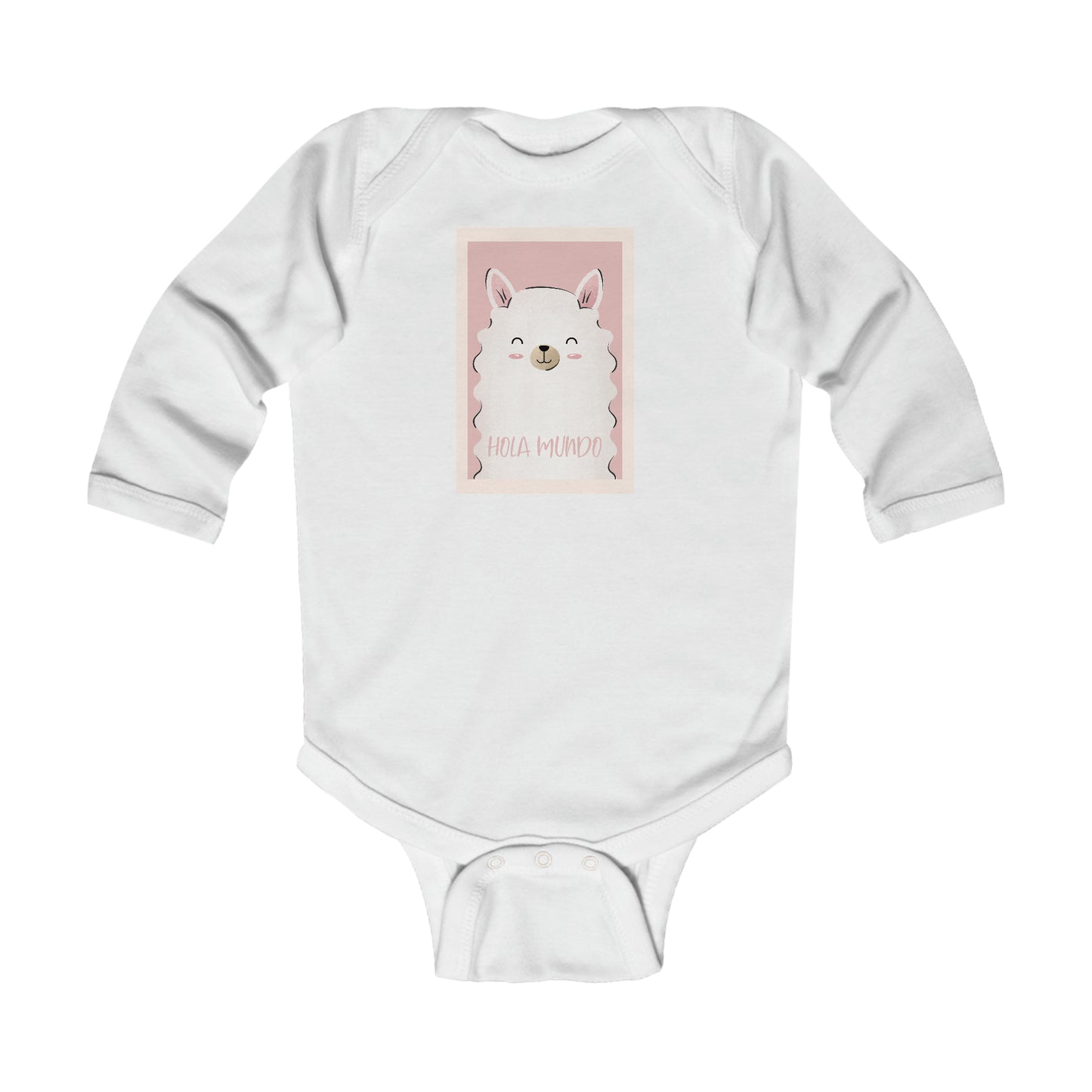 "Hola Mundo" (pink) Infant Long Sleeve Bodysuit