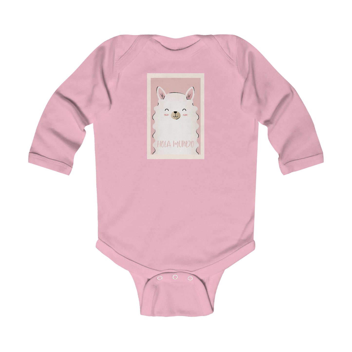 "Hola Mundo" (pink) Infant Long Sleeve Bodysuit