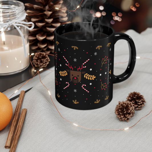 "Reindeer" 11oz Black Mug